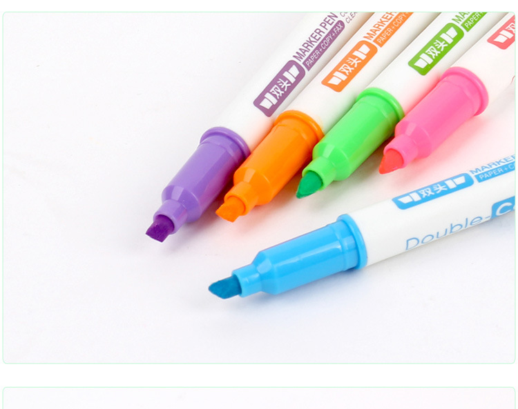 新款外贸荧光笔双头双色荧光记号笔天丰2291彩色荧光笔详情8