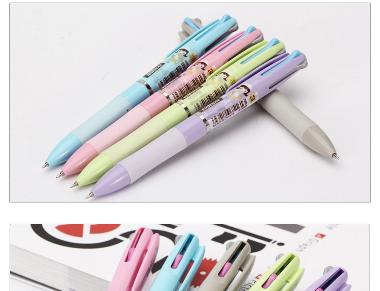 Student 3-color ballpoint pen press plastic 0.5 multi-color ballpoint pen Flower Language 5161 Ballpoint pen 48 pieces per box pic 14