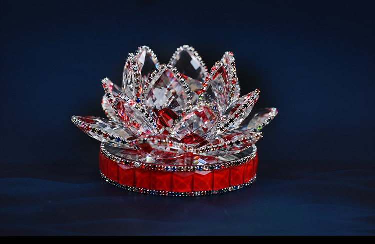 BJ011新款镶钻玻璃底莲花香水座汽车内饰摆件车载摆饰用品批代发详情3