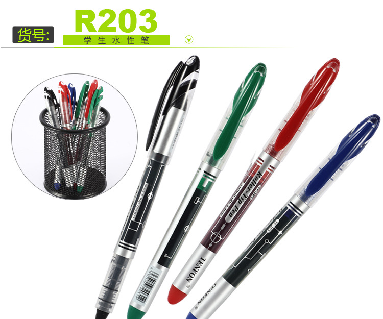 Factory direct supply of 0.5MM water-based straight liquid signature pen 203 office carbon water-based pen 12 pieces per box pic 4