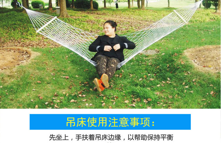 Sanjia mesh hammock outdoor single person wholesale nylon mesh belt wooden stick frame swing hanging type pic 38