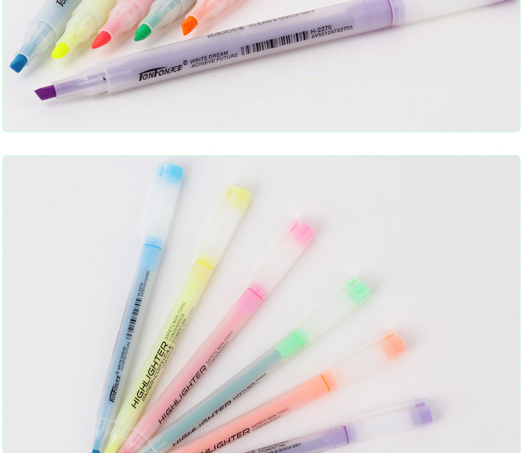 Factory direct supply of single-tipped 2270 white plastic highlighters for export pic 8