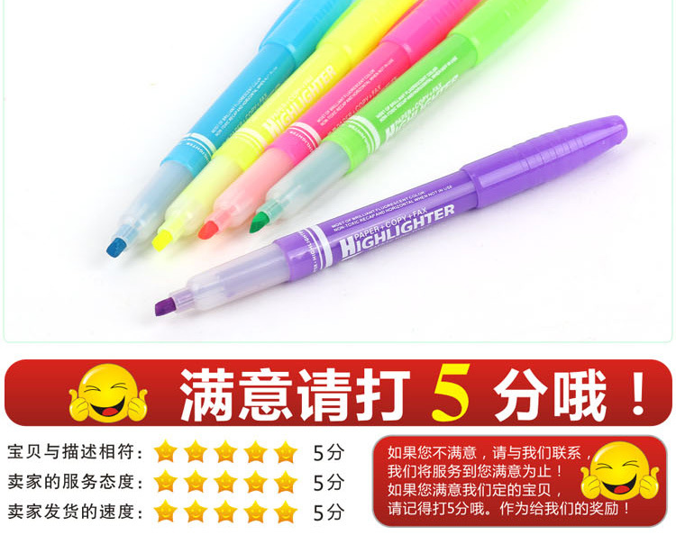 Tianfeng 2230 six-color highlighter for foreign trade, a plastic highlighter with two ends pic 11