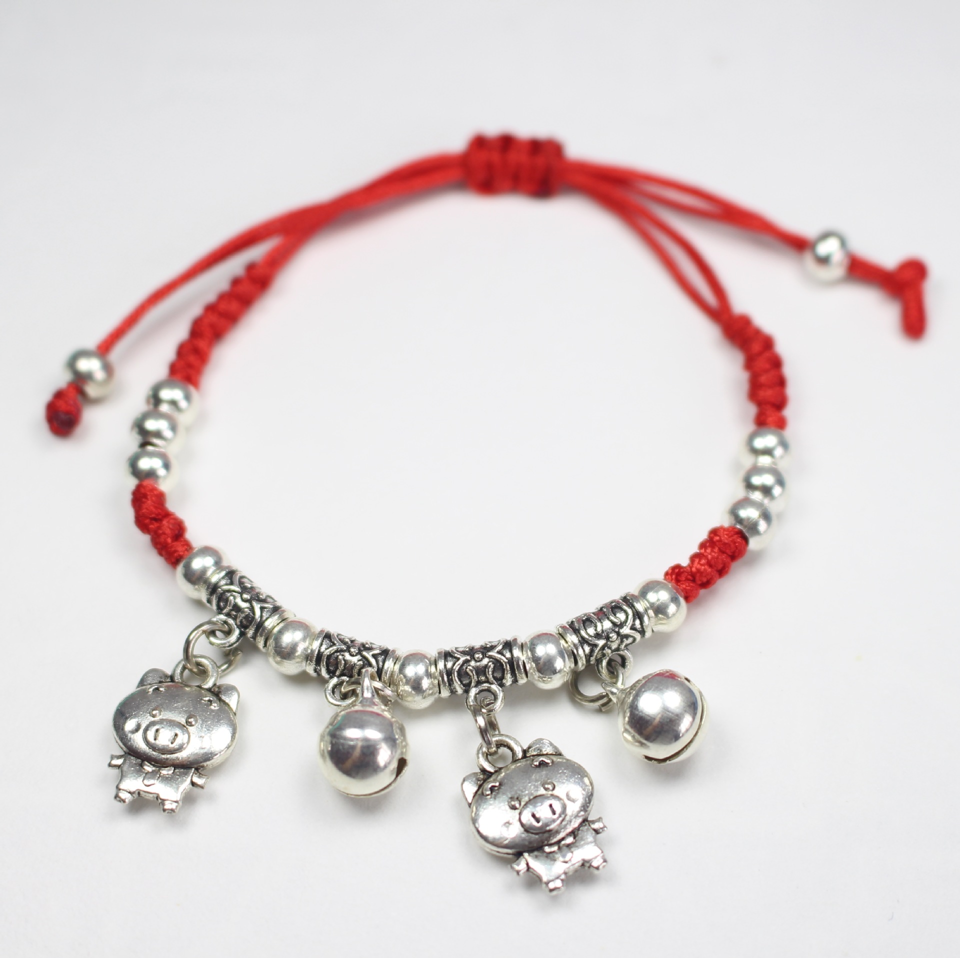 Hand-woven red string bracelet of the 12 Chinese zodiac signs, imitation Tibetan silver red string bell foot chain, Snake Year bracelet pic 13