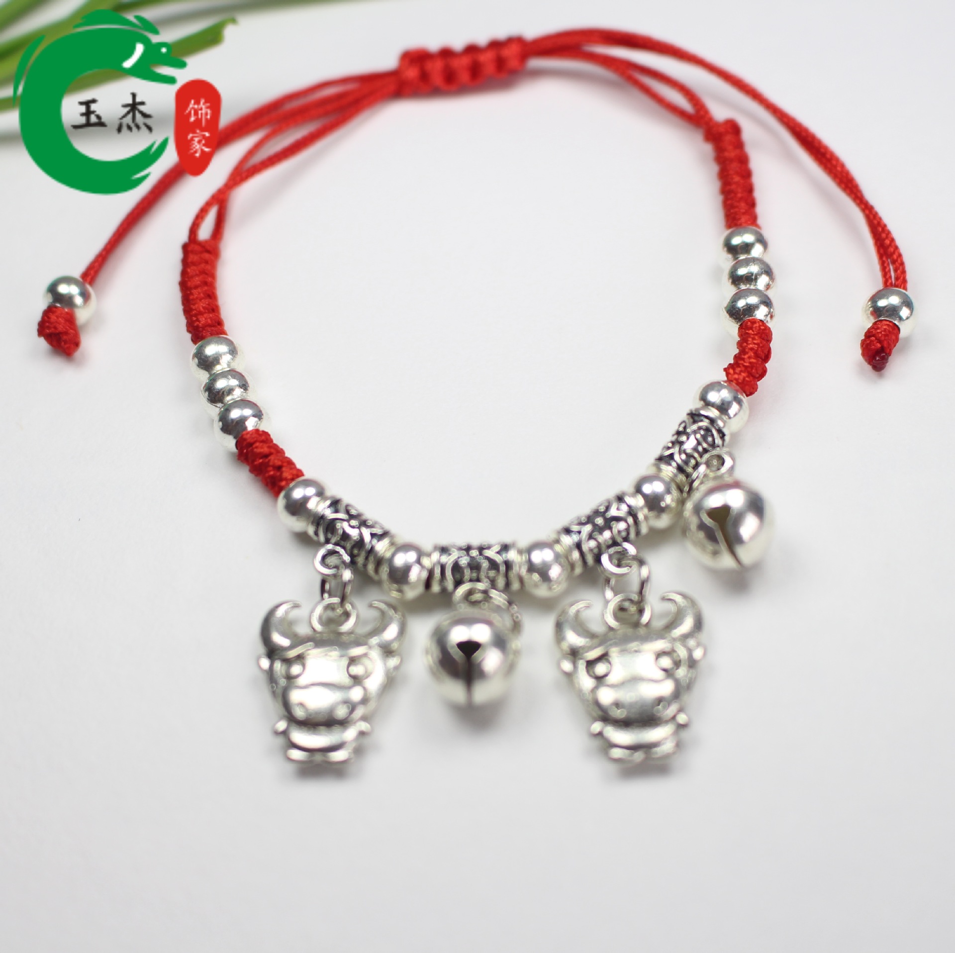 Hand-woven red string bracelet of the 12 Chinese zodiac signs, imitation Tibetan silver red string bell foot chain, Snake Year bracelet pic 2