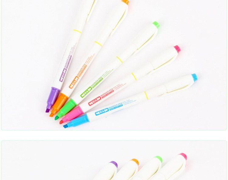 新款外贸荧光笔双头双色荧光记号笔天丰2291彩色荧光笔详情10