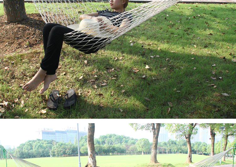 Sanjia Leisure Hammock Cotton Rope Outdoor mesh Single Person White 75-strand Camping swing Chair wholesale Hanging type pic 29