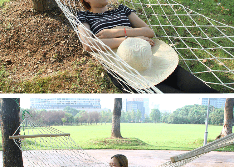 Sanjia Leisure Hammock Cotton Rope Outdoor mesh Single Person White 75-strand Camping swing Chair wholesale Hanging type pic 28