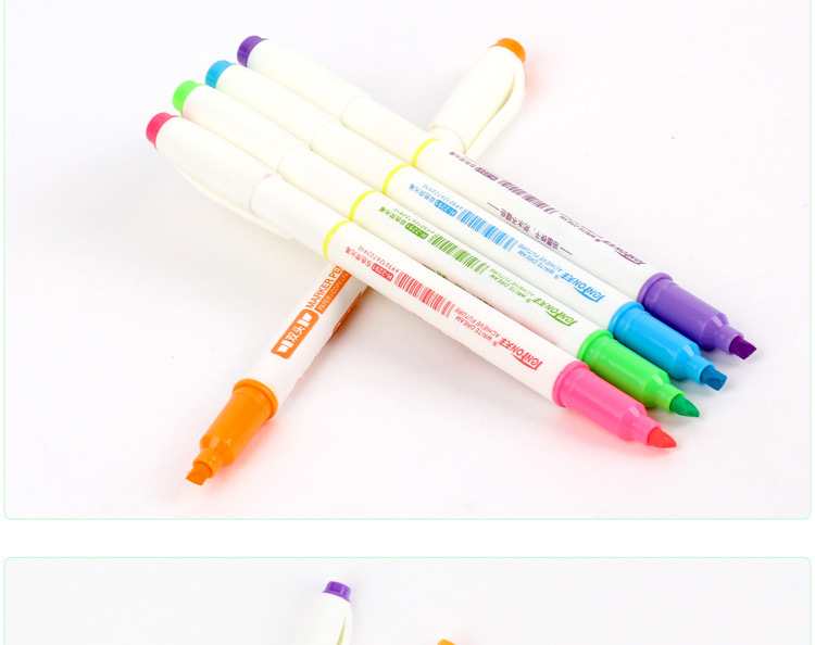 新款外贸荧光笔双头双色荧光记号笔天丰2291彩色荧光笔详情9