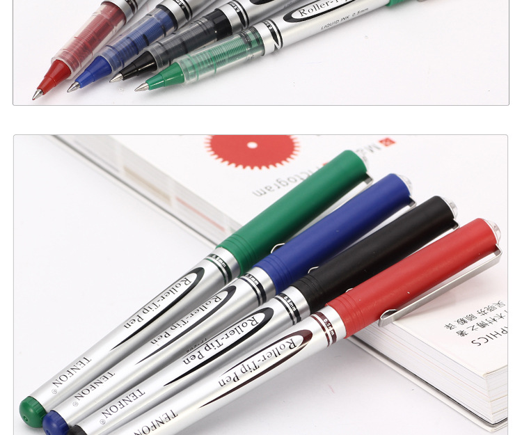 Socket straight liquid water-based pen, 0.5MM signature pen, black, blue, red and green small amount wholesale water-based pen, 802 carbon pen pic 9