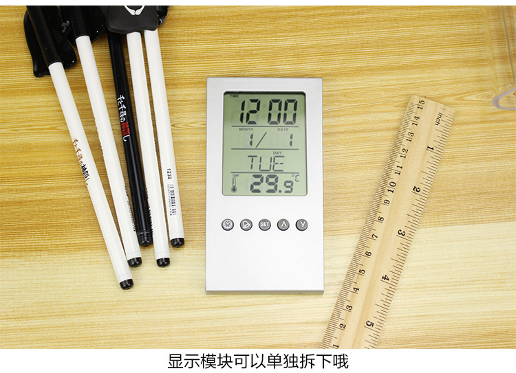 Multi-functional transparent pen holder, office stationery gift, clock display, LOGO printable electronic perpetual calendar pen holder pic 6