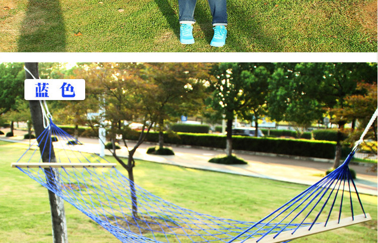 Sanjia mesh hammock outdoor single person wholesale nylon mesh belt wooden stick frame swing hanging type pic 33