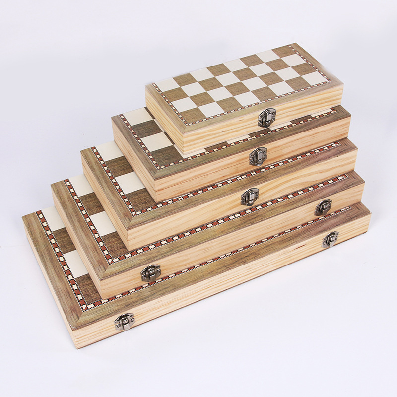 Madera sólida 3 en 1 ajedrez plegable competitivo enseñanza puzzle juegos de mesa transfronteriza venta directa exclusiva de fábrica pic 2