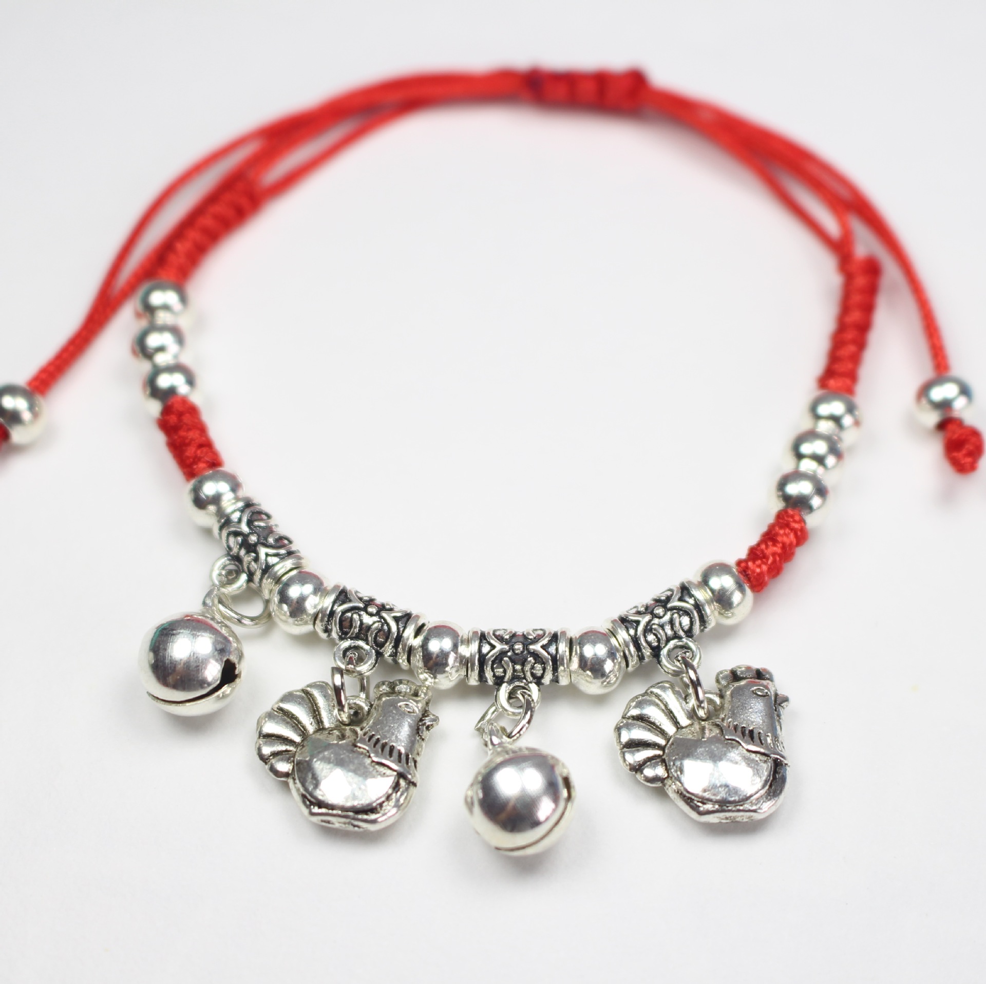 Hand-woven red string bracelet of the 12 Chinese zodiac signs, imitation Tibetan silver red string bell foot chain, Snake Year bracelet pic 11