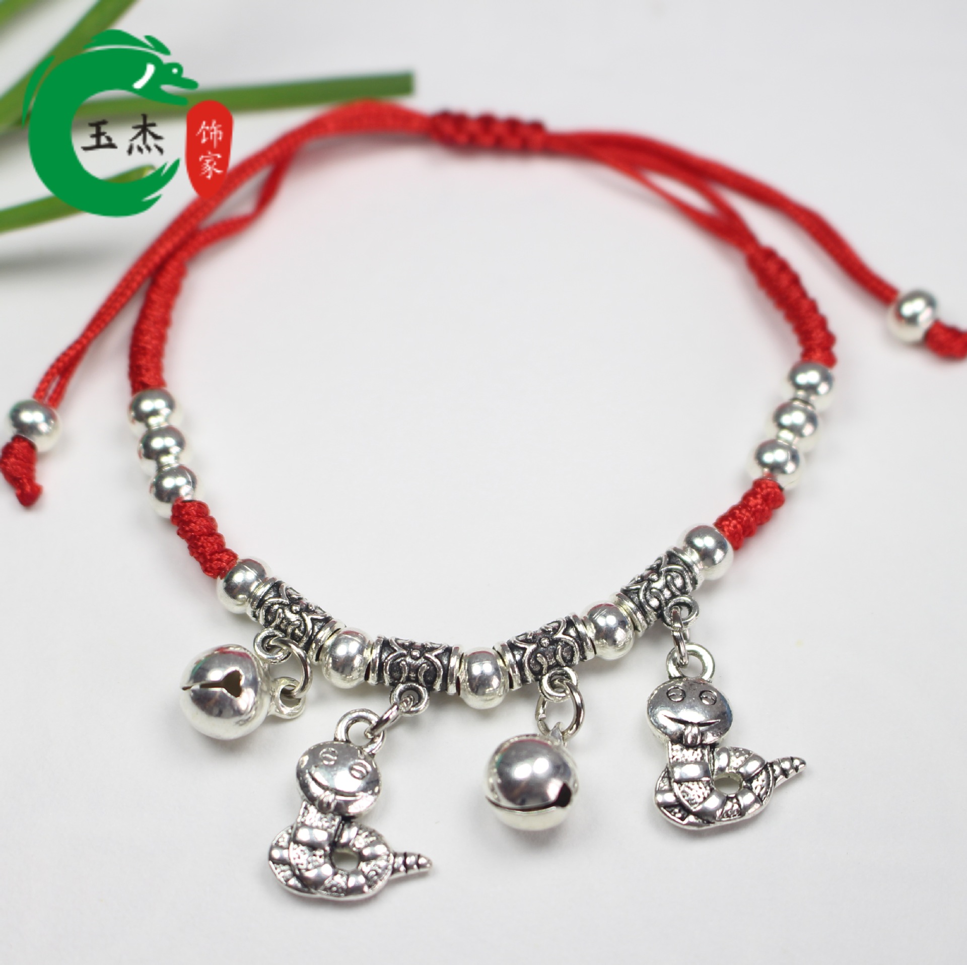 Hand-woven red string bracelet of the 12 Chinese zodiac signs, imitation Tibetan silver red string bell foot chain, Snake Year bracelet pic 7