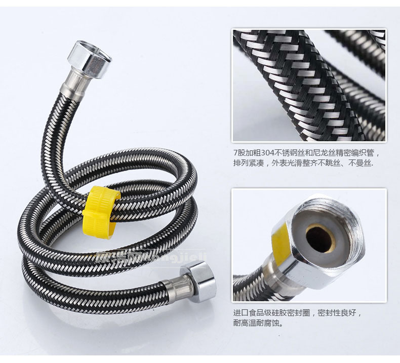 304 stainless steel double-head internal thread steel wire copper core flexible hose, high-pressure mixed wire braided wire faucet inlet pipe pic 14