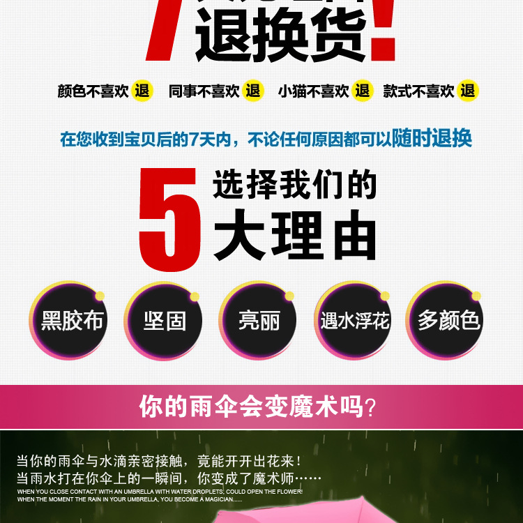 雨伞女晴雨伞防晒加厚黑胶晴雨两用太阳伞折叠三折伞防紫外线批发详情4