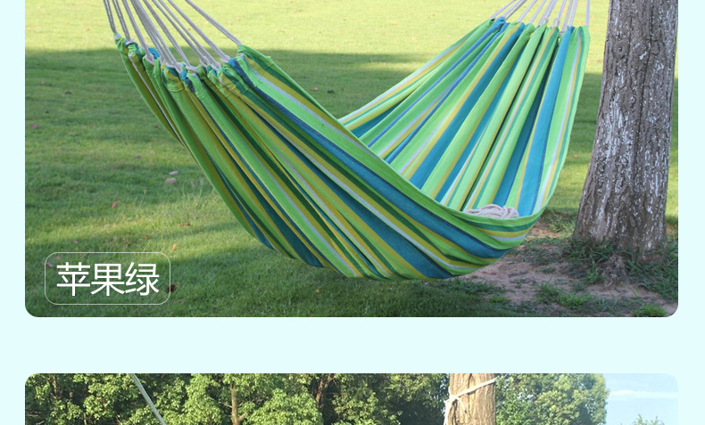 Cross-border Three best double outdoor hammock camping Indoor Leisure camping swing Hammock wholesale polyester-cotton canvas hammock pic 12
