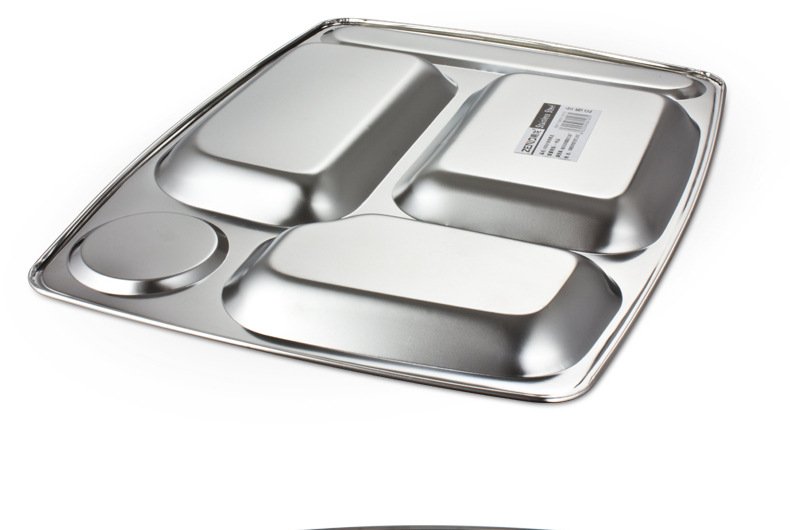 Stainless steel fast food plates with five large compartments, thickened and deepened, are specially designed for student company canteens. Wholesale from the manufacturer pic 17