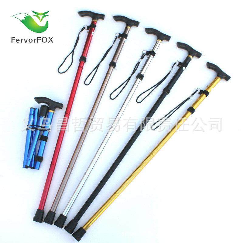 Aluminum alloy hiking stick, telescopic and foldable hiking stick, anti-slip walking stick, elderly reinforced adjustable 5-section walking stick pic 11