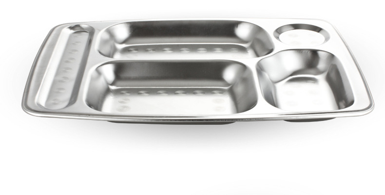 Best-selling 1.0 extra-thick stainless steel fast food plate, staff canteen lunch box, large five-compartment plate, school canteen tableware pic 27