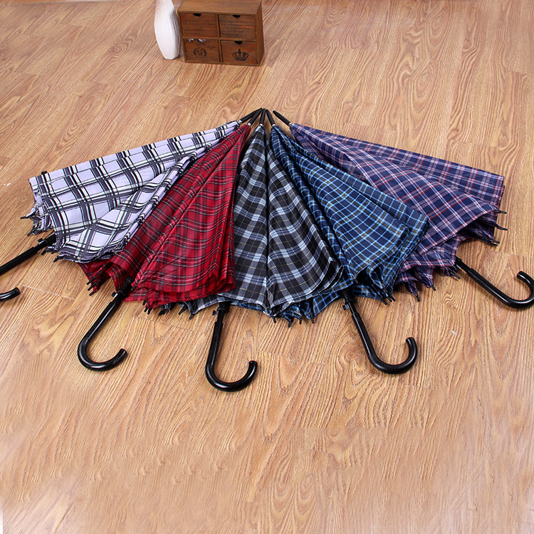 Classic straight-handled checkered umbrellas, business striped long-handled parasols, and curved handle automatic umbrellas are in stock and available for wholesale in large quantities pic 2