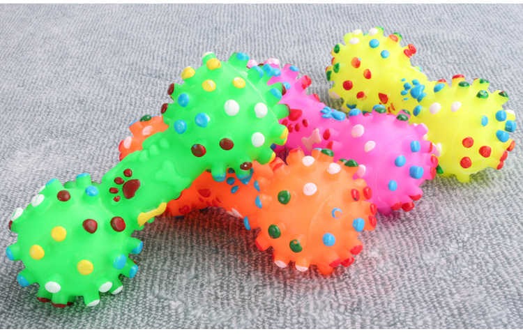 厂家直销狗狗发声磨牙洁齿小刺哑铃玩具宠物搪胶玩具宠物用品批发详情5