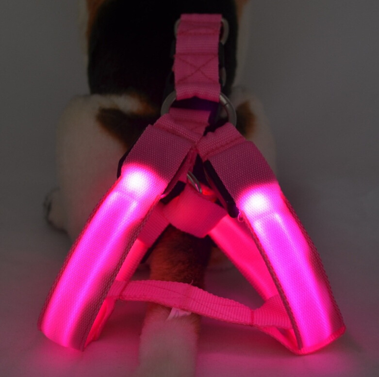 USB charging LED light-up pet chest and back strap, dog back strap, flashing pet chest strap, luminous dog strap, leash chest and back pic 7