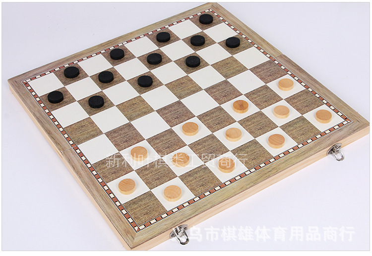 Madera sólida 3 en 1 ajedrez plegable competitivo enseñanza puzzle juegos de mesa transfronteriza venta directa exclusiva de fábrica pic 8