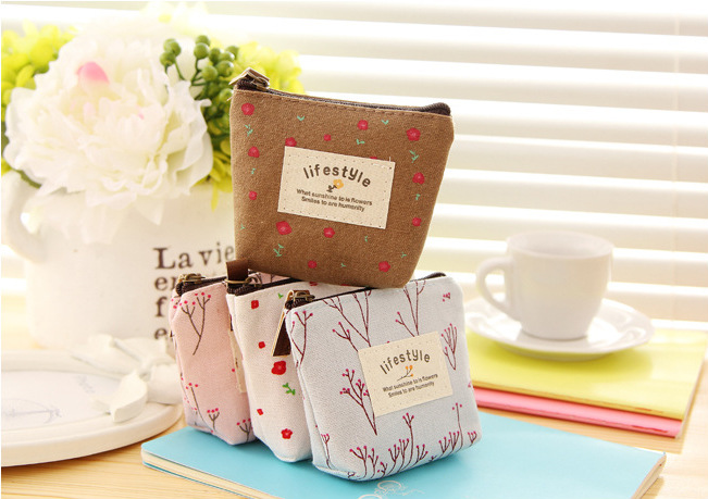 Mini and cute canvas zipper, candy-colored, soft and durable coin case, Korean version with large capacity pic 46