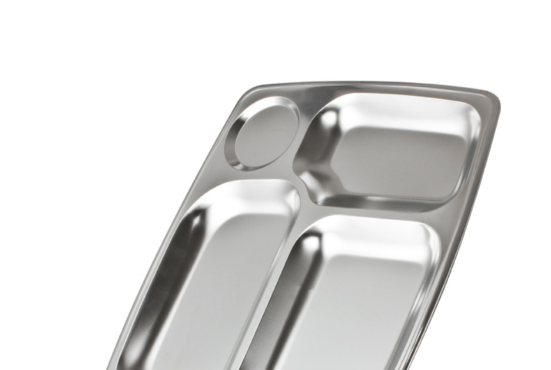 Stainless steel fast food plates with five large compartments, thickened and deepened, are specially designed for student company canteens. Wholesale from the manufacturer pic 11