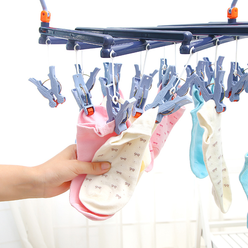 29-roller quick-folding clothes drying rack, windproof multi-head, foldable and extendable multi-functional plastic clothes drying rack pic 21