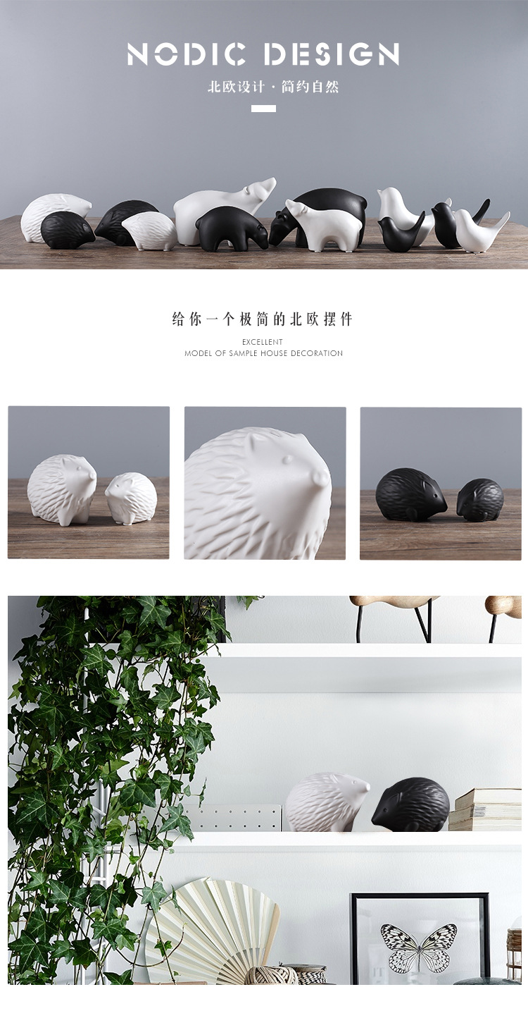 北欧小刺猬摆件家居装饰品摆设现代时尚简约陶瓷创意工艺品批发详情4