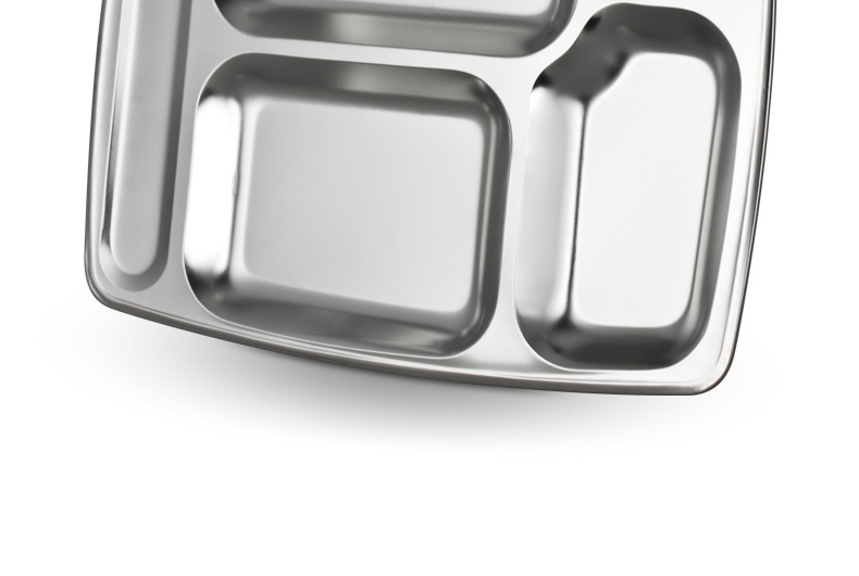 Stainless steel fast food plates with five large compartments, thickened and deepened, are specially designed for student company canteens. Wholesale from the manufacturer pic 13