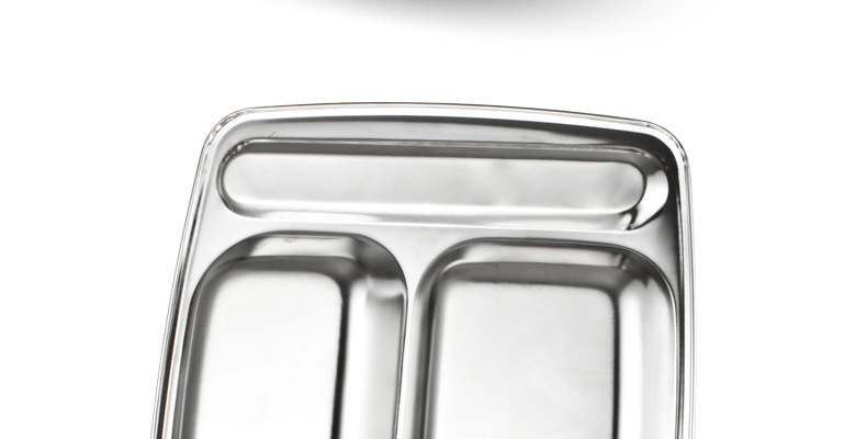 Best-selling 1.0 extra-thick stainless steel fast food plate, staff canteen lunch box, large five-compartment plate, school canteen tableware pic 23