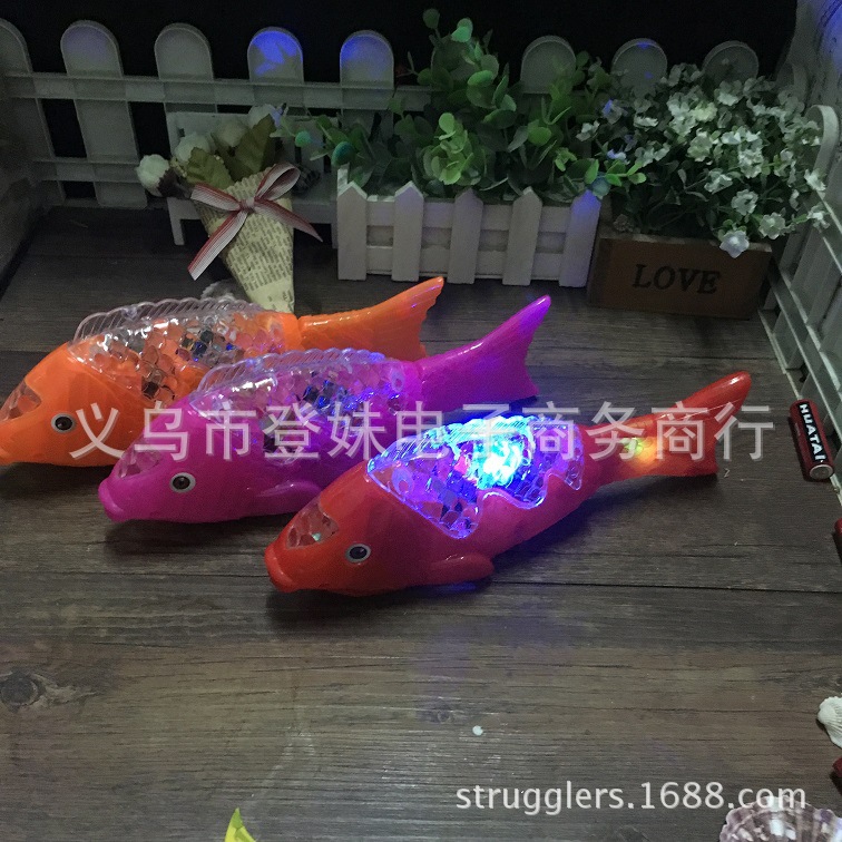 新款电动投影鱼中秋灯笼音乐摇摆鱼发光玩具自由鱼地摊热卖批发详情3