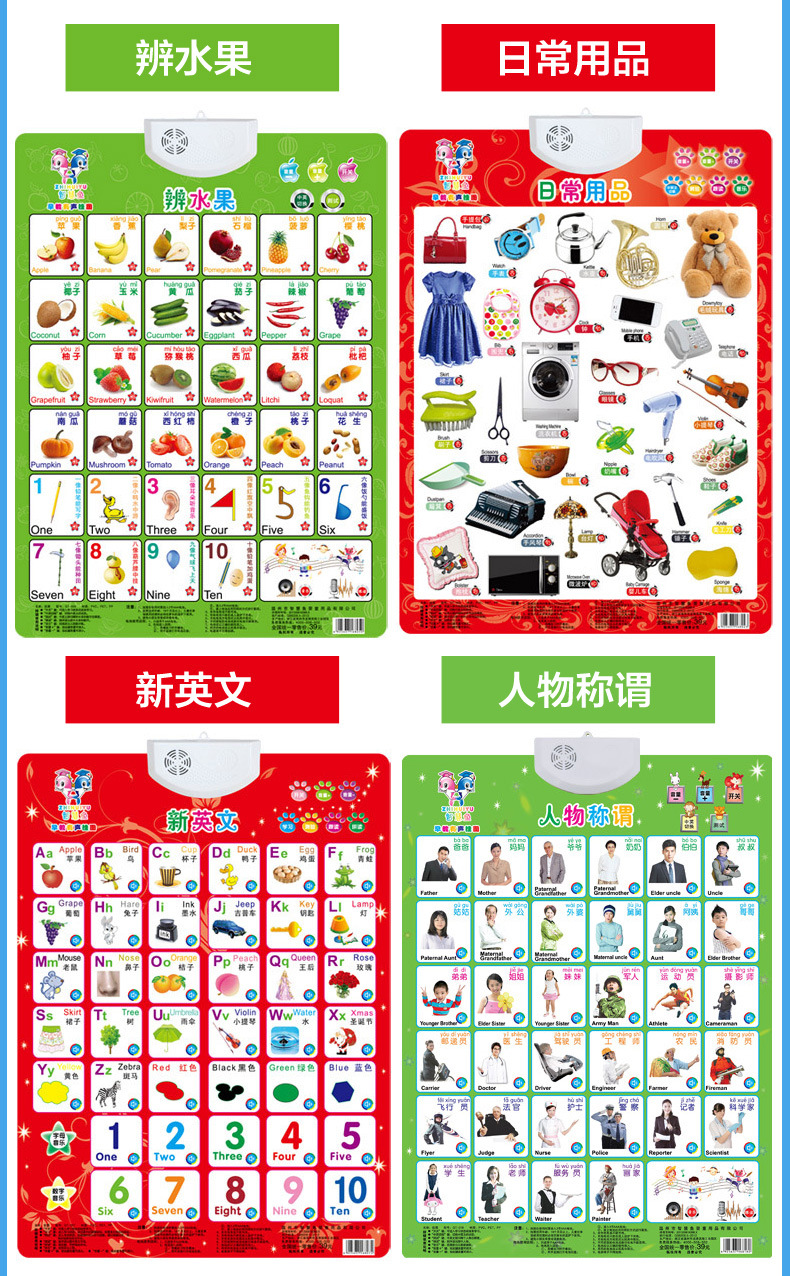 早教有声挂图儿童宝宝电子发声发音学习挂画字母凹凸认知智慧鱼详情6