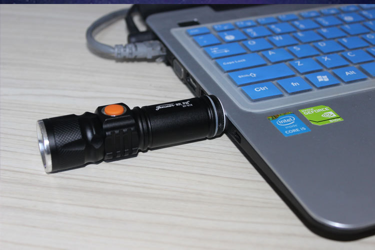 Mini high-intensity flashlight, stretch zoom T6 aluminum alloy flashlight, outdoor cycling USB charging flashlight pic 2