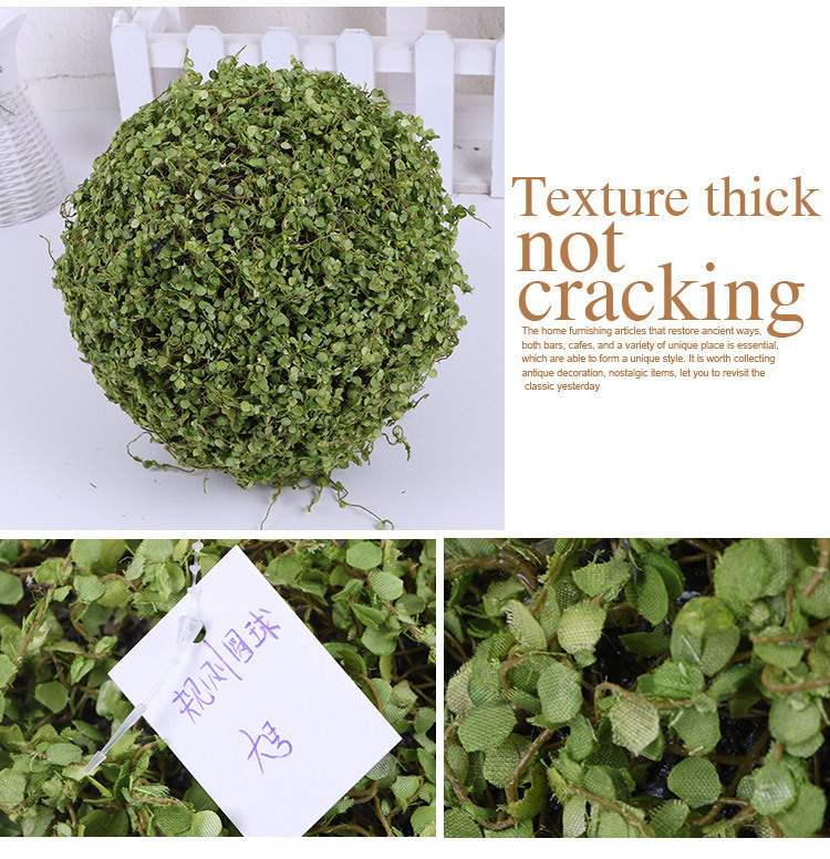 仿真米兰草球批发绿色植物塑料花装饰规则圆球工艺品仿真花球详情8