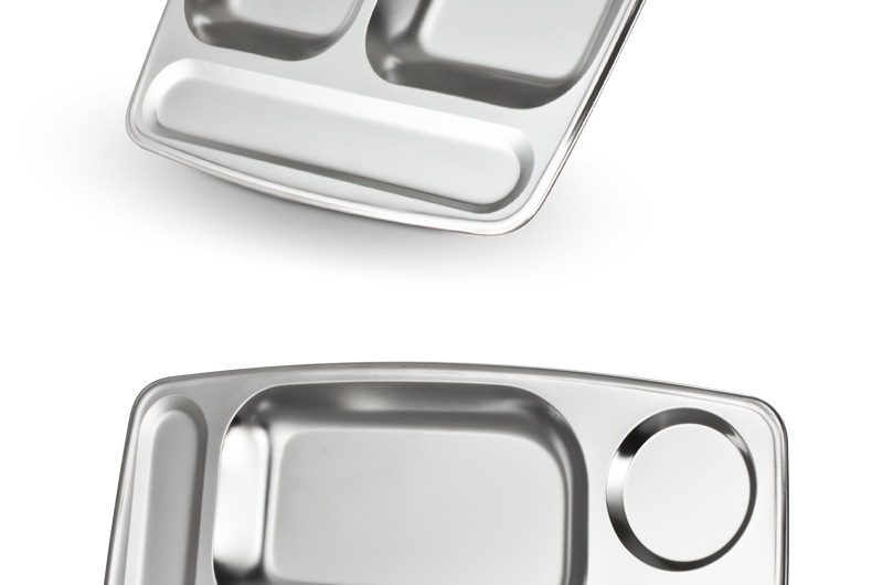 Stainless steel fast food plates with five large compartments, thickened and deepened, are specially designed for student company canteens. Wholesale from the manufacturer pic 12