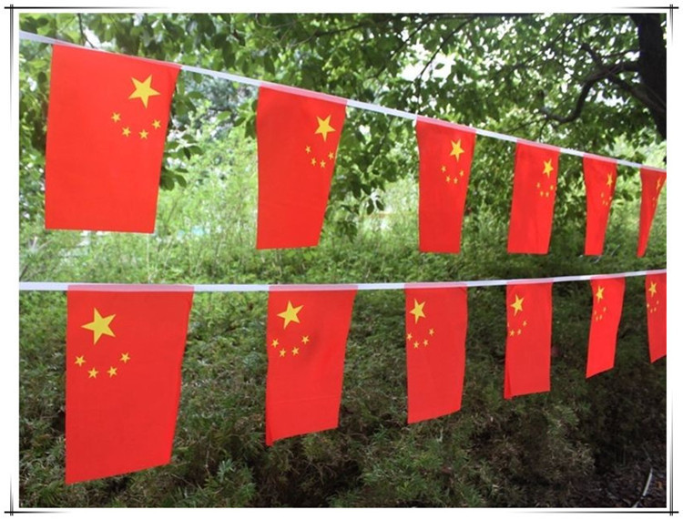 厂家直供中国国旗串旗 7号五星红旗吊旗 20面一串 国庆庆祝装饰旗详情3