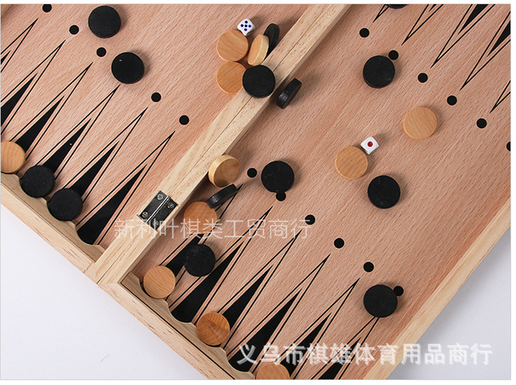 Madera sólida 3 en 1 ajedrez plegable competitivo enseñanza puzzle juegos de mesa transfronteriza venta directa exclusiva de fábrica pic 9
