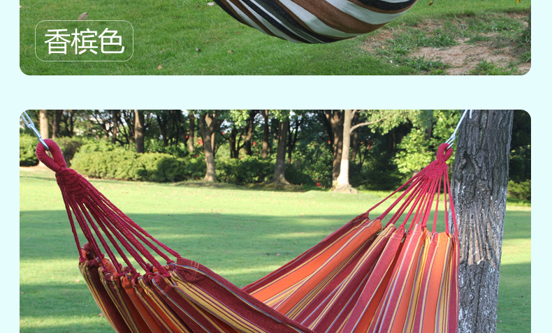 Cross-border Three best double outdoor hammock camping Indoor Leisure camping swing Hammock wholesale polyester-cotton canvas hammock pic 8