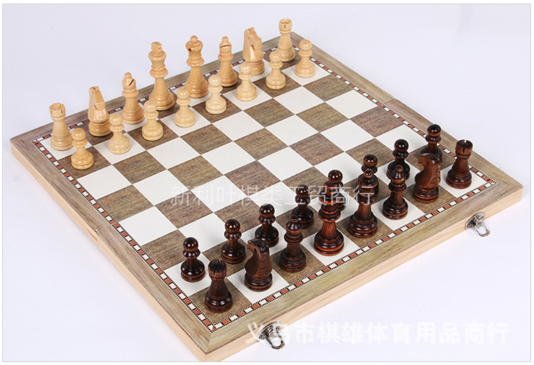 Madera sólida 3 en 1 ajedrez plegable competitivo enseñanza puzzle juegos de mesa transfronteriza venta directa exclusiva de fábrica pic 7