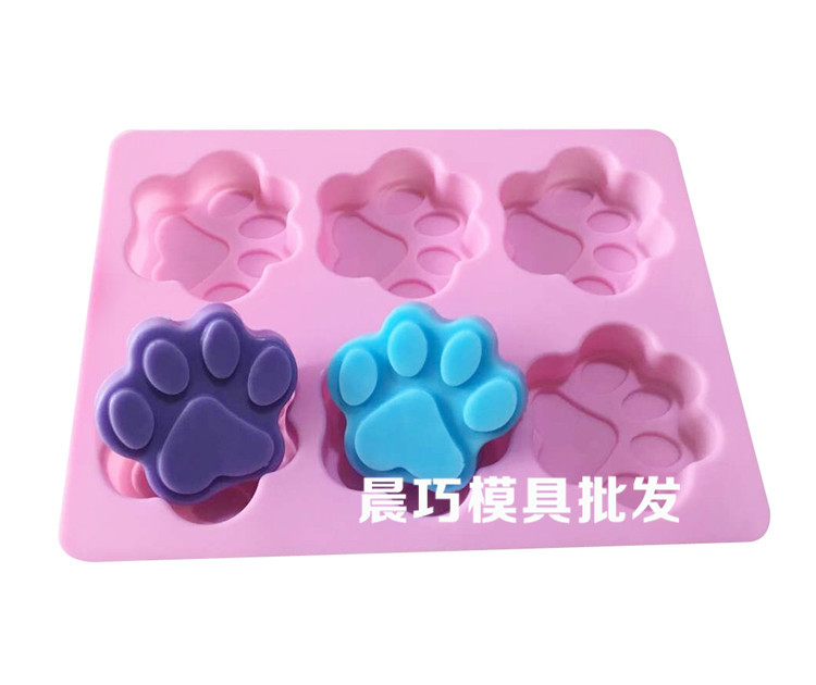 6-piece cat paw, bear paw, resin candle, plaster mold, puppy footprint, rice cake, steamed cake mold, soap, handmade soap mold pic 2