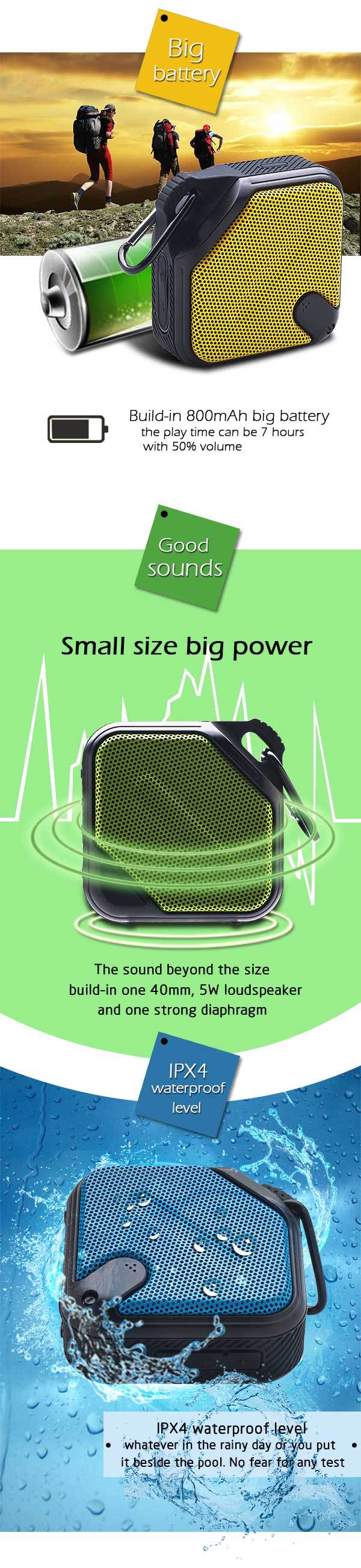 The wireless Bluetooth speaker with iron mesh is equipped with a waterproof small speaker, stereo, bass, and a small steel gun card pic 10
