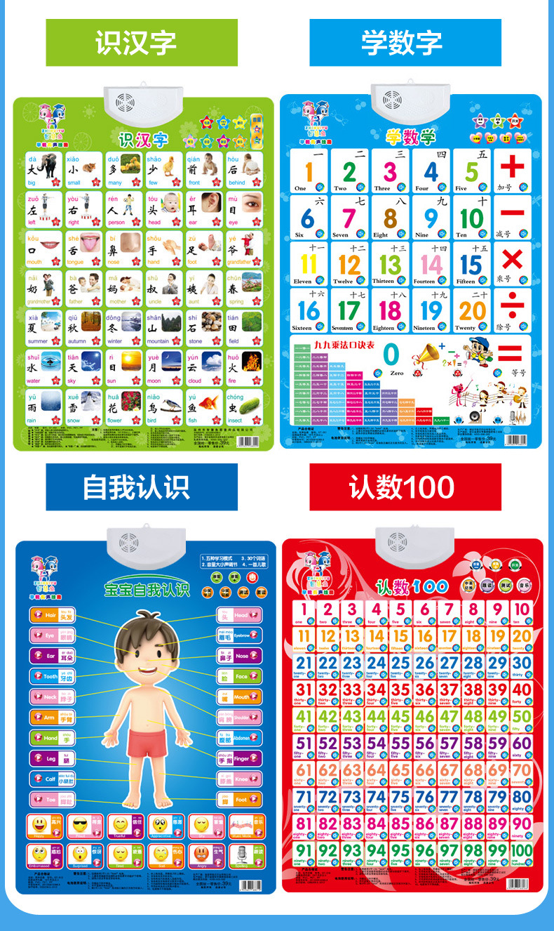 早教有声挂图儿童宝宝电子发声发音学习挂画字母凹凸认知智慧鱼详情8
