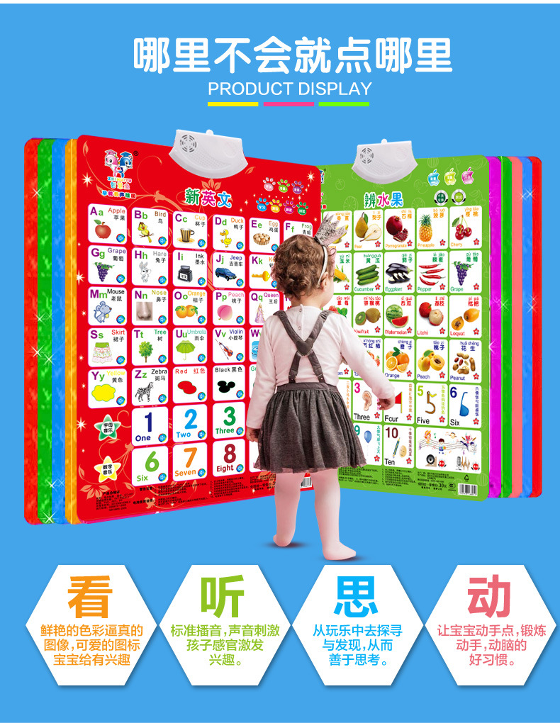 早教有声挂图儿童宝宝电子发声发音学习挂画字母凹凸认知智慧鱼详情3