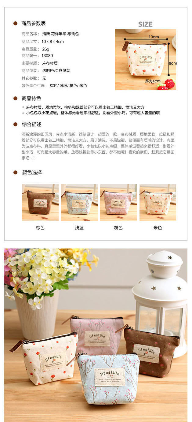 Mini and cute canvas zipper, candy-colored, soft and durable coin case, Korean version with large capacity pic 40