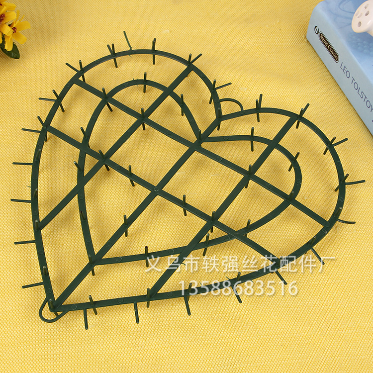 电子花圈材料塑料桃心架子仿真花配件架子双面型架子插花架子批发详情7